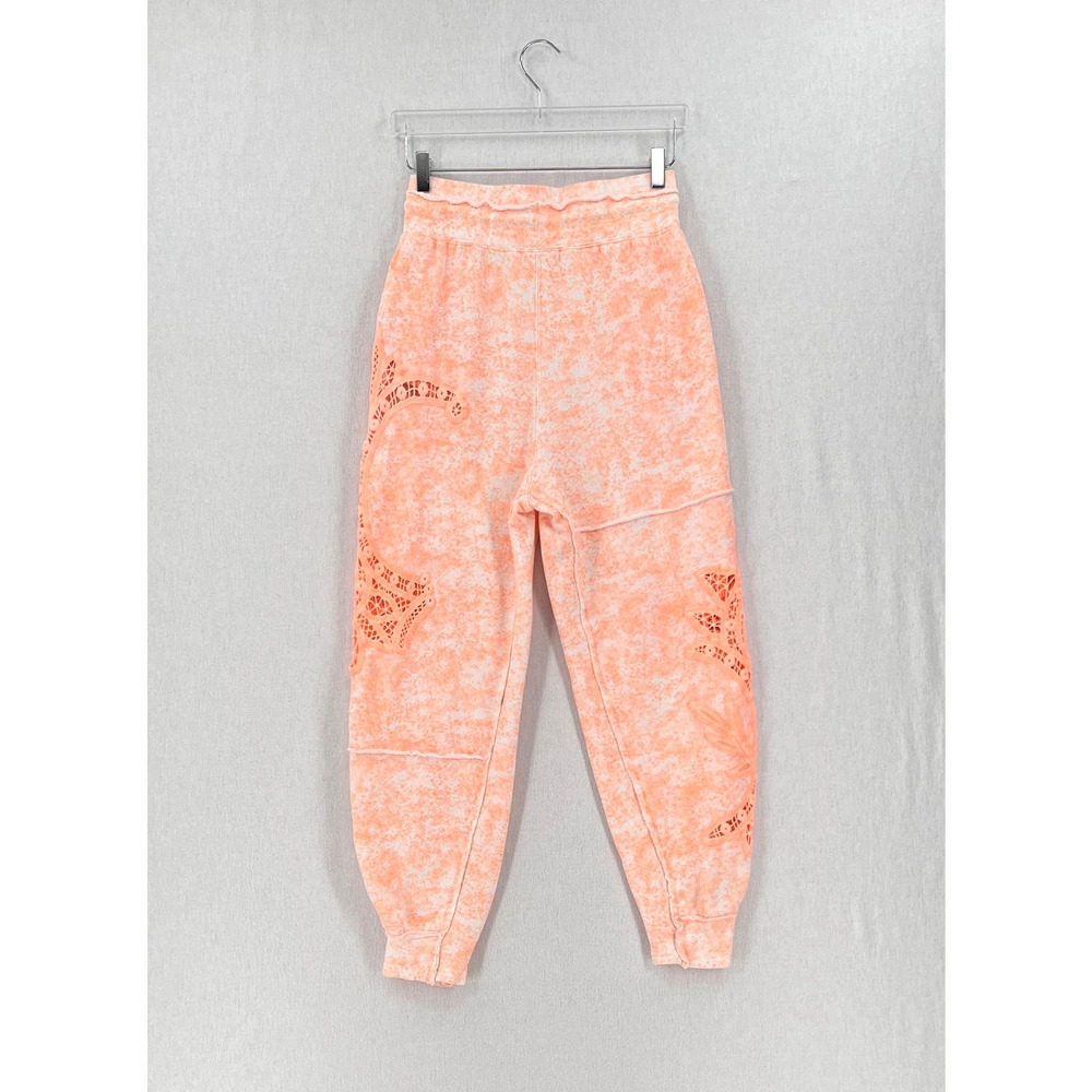 FREE PEOPLE Movement Sweatpants Womens XS White Neon Orange Sun and Done Jogger - Picture 4 of 16